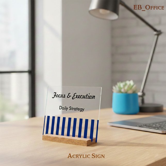 Navy Blue White Stripes Professional Motivational (Créateur téléchargé)