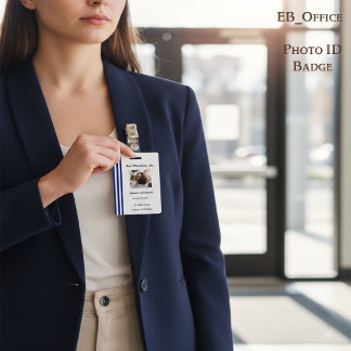 Navy Blue White Stripes | Professional Photo ID Badge