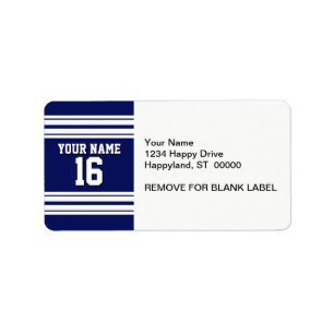 Navy Blue White Team Jersey Custom Number Name Label