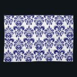 Navy Blue, White Vintage Damask Pattern 2 Kitchen Towel<br><div class="desc">Elegant,  bold navy blue and white vintage damask pattern is a perfect gift for her. A preppy,  fun shade of navy blue damask pattern template with swirls which you can further customize and personalize with your name or monogram initial to create your own unique design.</div>