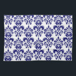 Navy Blue, White Vintage Damask Pattern 2 Kitchen Towel<br><div class="desc">Elegant,  bold navy blue and white vintage damask pattern is a perfect gift for her. A preppy,  fun shade of navy blue damask pattern template with swirls which you can further customize and personalize with your name or monogram initial to create your own unique design.</div>