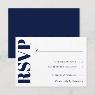 Navy Blue White Wedding RSVP