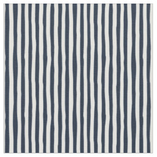 Navy Blue & White Wonky Stripes Fabric