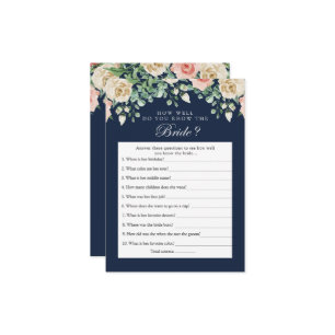 Navy Blue Who Knows the Bride Best Game Card