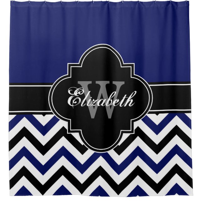 Navy Blue Wht Black LG Chevron 1ICBR Name Monogram (Front)