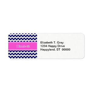 Navy Blue Wht Chevron Hot Pink Nom Monogramme