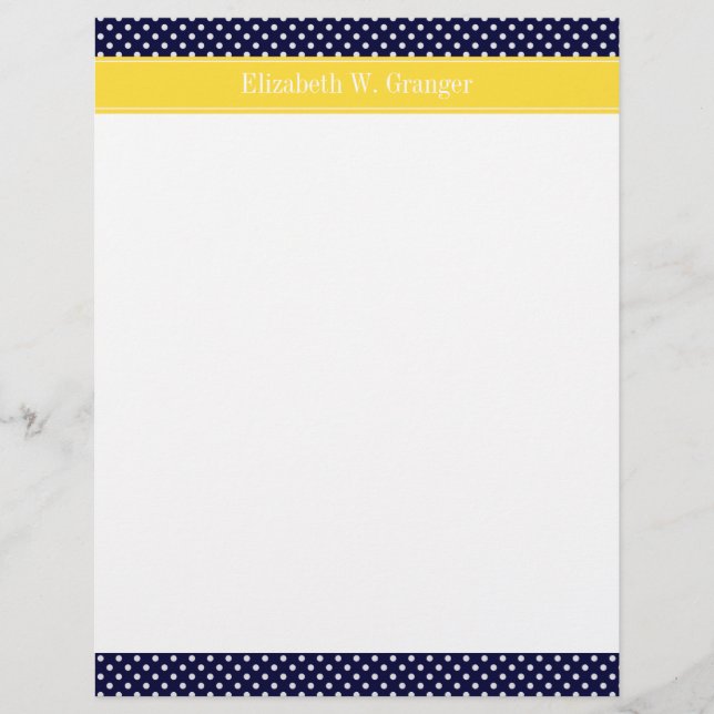 Navy Blue Wht Polka Dots Pineapple Name Monogram (Front)