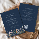 Navy Blue Wildflower All in One QR Code Wedding Invitation<br><div class="desc">Immerse your guests in the romance of nature with our Boho Wildflower Garden Wedding Invitation. Inspired by the beauty of untamed blooms, this invitation captures the essence of a free-spirited celebration. The enchanting design features delicate wildflowers dancing amidst lush greenery, setting the perfect tone for your garden wedding. The boho-chic...</div>