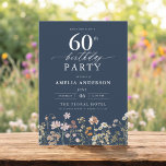 Navy Blue Wildflower Garden Floral 60th Birthday Invitation<br><div class="desc">Celebrate in style with a garden floral calligraphy 60th birthday invitation, perfect for a milestone event. Featuring vibrant floral designs and elegant calligraphy, this invitation sets a whimsical yet sophisticated tone for your celebration. The lush garden theme blends natural beauty with graceful typography, creating a timeless and inviting look. Ideal...</div>