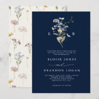 Navy Blue Wildflower Meadow Garden  Wedding  