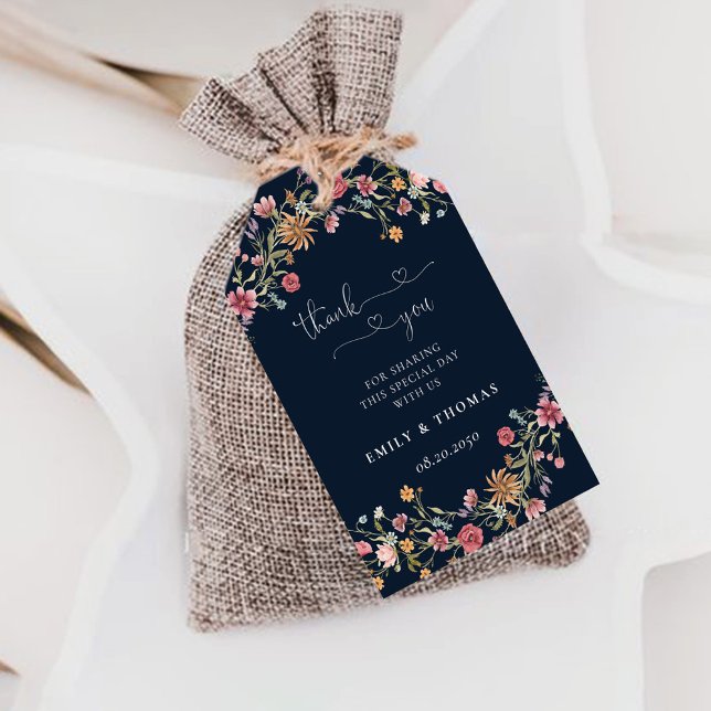 Navy Blue Wildflower Wedding Gift Tags (Creator Uploaded)