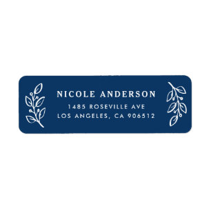 Navy Blue Winter Holly Branch and Berry Christmas