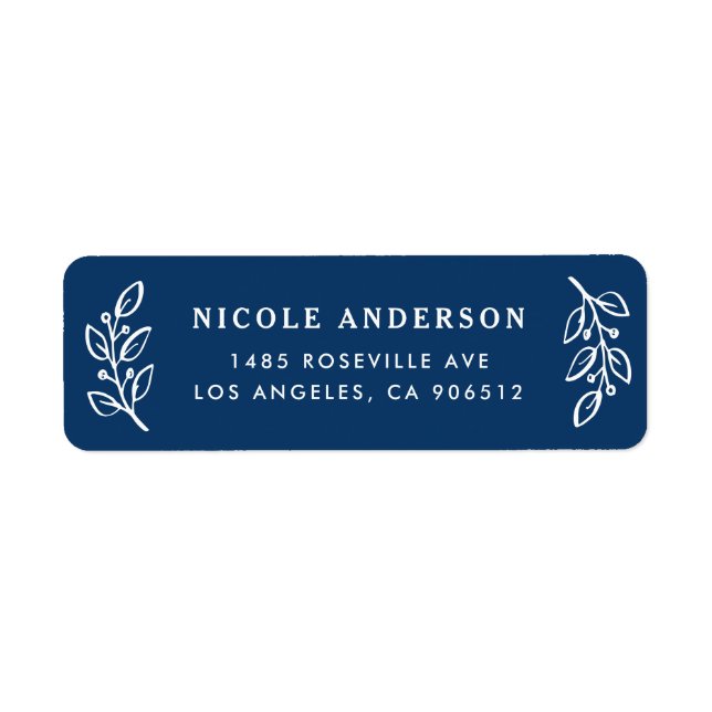 Navy Blue Winter Holly Branch and Berry Christmas (Front)