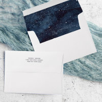 Navy Blue Winter Night Snow Scene Wedding