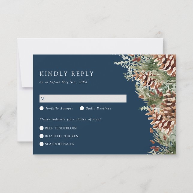 Navy Blue Winter RSVP Card (Front)