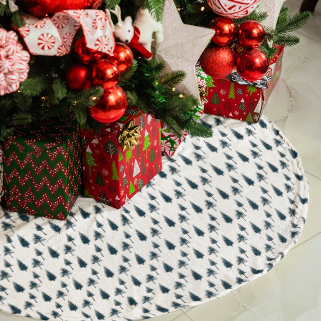 Navy Blue Winter Trees Brushed Polyester Tree Skirt (Creator Uploaded)