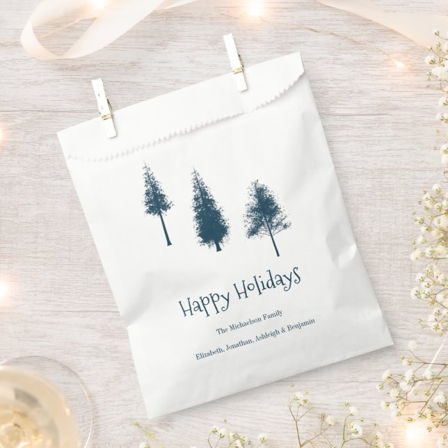 Navy Blue Winter Trees Favour Bag (Clipped)