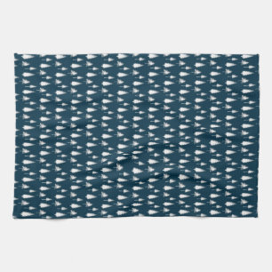 Navy Blue Winter Trees Kitchen Towel