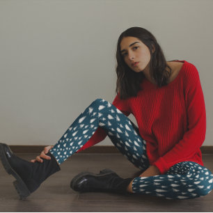 Navy Blue Winter Trees Leggings