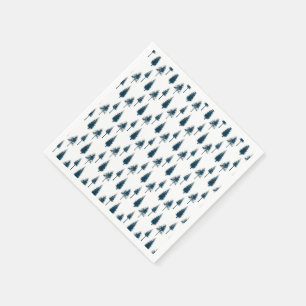 Navy Blue Winter Trees Napkin