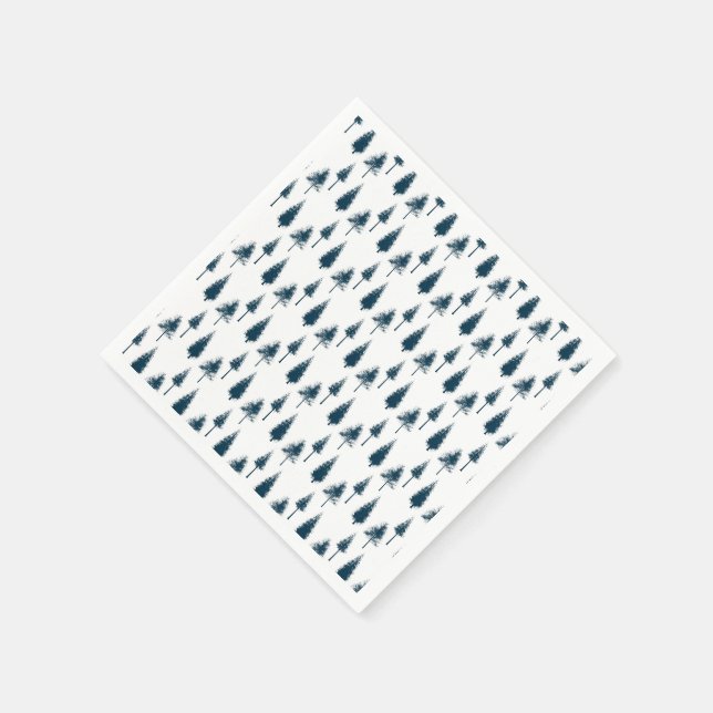 Navy Blue Winter Trees Napkin (Corner)