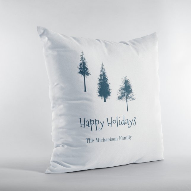 Navy Blue Winter Trees Throw Pillow (Creator Uploaded)