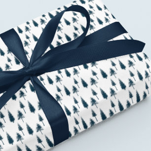 Navy Blue Winter Trees Tissue Paper
