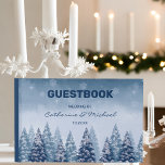 Navy Blue Winter Wonderland Pine Christmas Wedding Guest Book<br><div class="desc">If you are looking for a wedding theme that captures the enchanting beauty of winter, then a blue winter wonderland pine forest Christmas wedding design is the perfect choice for you. This design combines elements of rustic winter wonderland wedding with navy blue pine forest wedding, making it a festive and...</div>