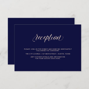 Navy Blue with Blush Pink Typography   Reception Invitation