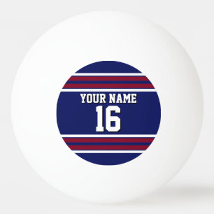 Navy Blue with Burgundy White Stripes Team Jersey Ping Pong Ball