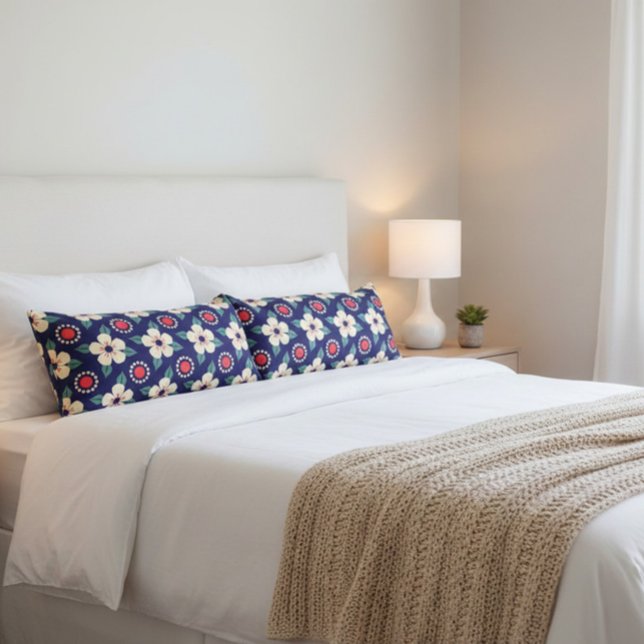 Navy Blue with Cream Flowers Body Pillow (Creator Uploaded)