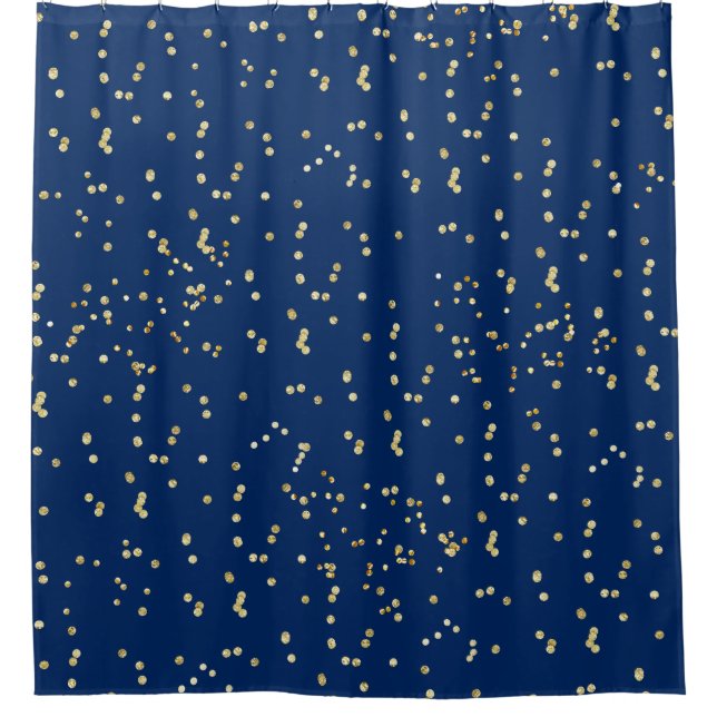 Navy Blue with gold confetti scattered polka dots (Front)
