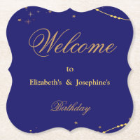 Navy blue with gold stars double joint birthday