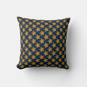Navy Blue with Gold Stars Throw Pillow