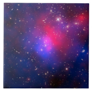 Navy Blue with Hot Pink Celestial Space Photo Tile