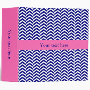 Navy Blue with Hot Pink Chevron Pattern Binder