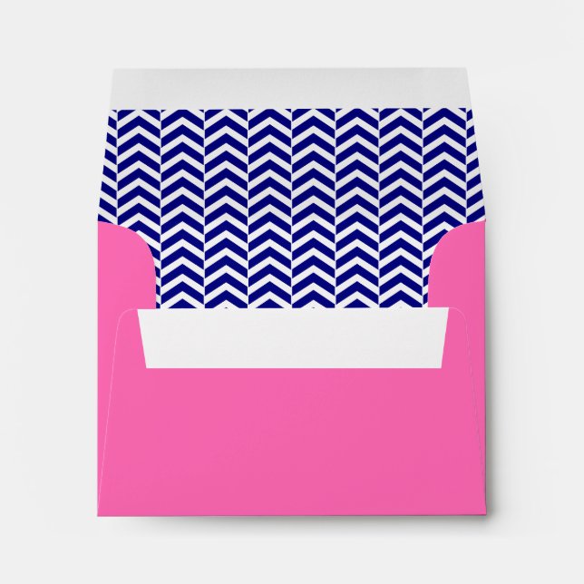 Navy Blue with Hot Pink Chevron Pattern Envelopes (Back (Bottom))