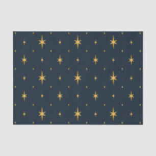 Navy Blue with Metallic Gold Stars Tissue Paper
