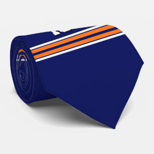 Navy Blue with Orange White Stripes Team Jersey Tie