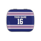 Navy Blue with Pink White Stripes Team Jersey