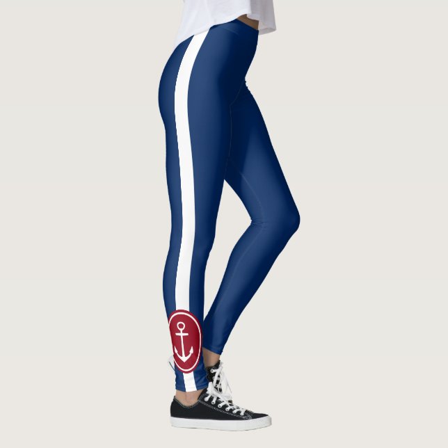 Navy Blue With Red and White Anchor Leggings (Right)