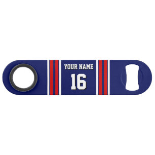 Navy Blue with Red White Stripes Team Jersey Bar Key