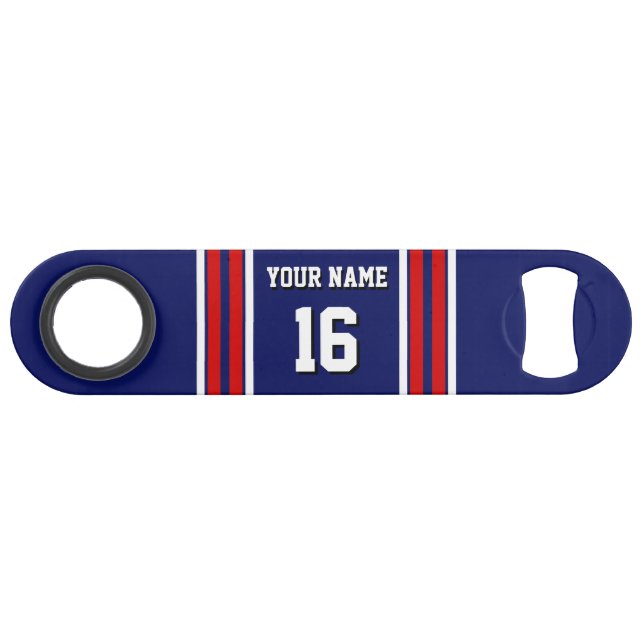 Navy Blue with Red White Stripes Team Jersey Bar Key (Front (Horizontal))