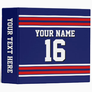 Navy Blue with Red White Stripes Team Jersey Binder