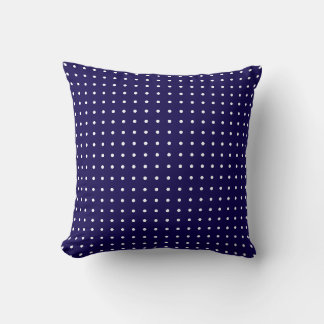 Navy Blue with White Polka Dots Throw Pillow