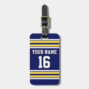 Navy Blue with Yellow White Stripes Team Jersey Luggage Tag