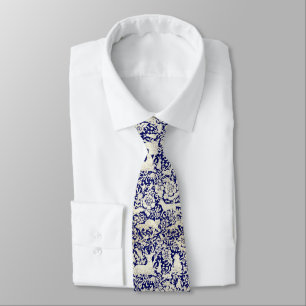 Navy Blue Woodland Animal Lover Forest Pattern Tie