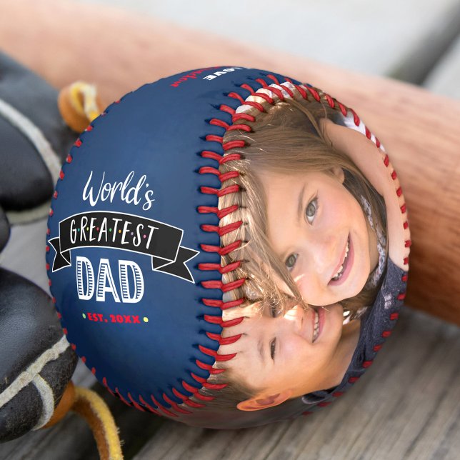 Navy Blue World’s Greatest Dad Typography Modern Baseball (Creator Uploaded)
