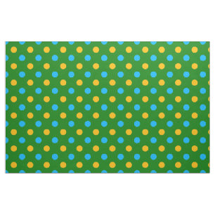 Navy Blue Yellow Cyan Polka Dots Design  Fabric