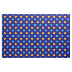 Navy Blue Yellow Cyan Polka Dots Design Fabric